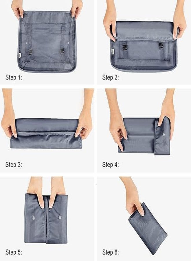 Calpix 7 in 1 Travel Organizer Bag Set Grey Nylon Packing Cubes Luggage Makeup Toiletry Shoe Laundry Bag Compression Mesh Lightweight - Image 4